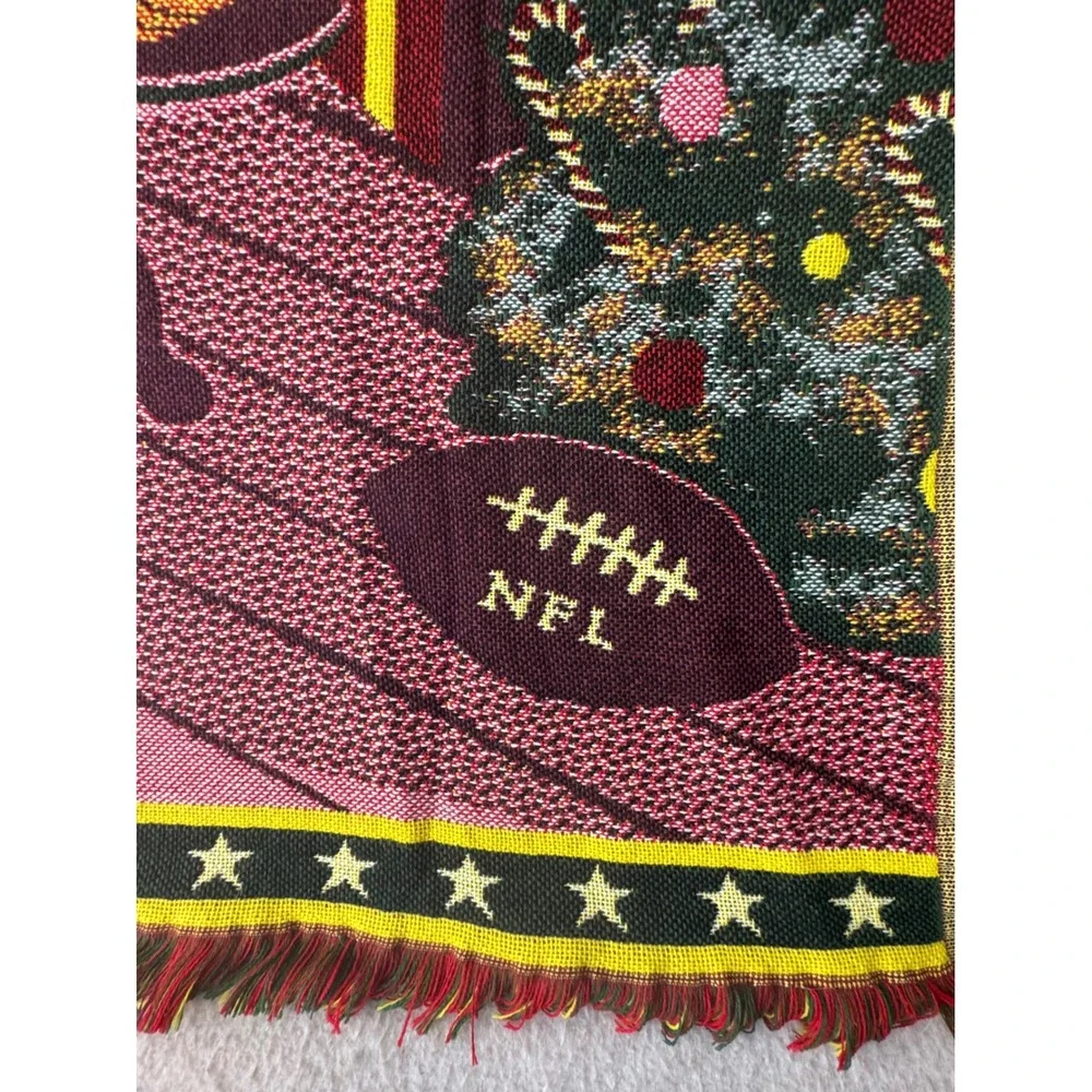 Green Bay Packers Santa & Victorian Christmas Woven Tapestry Throw Blanket Lot